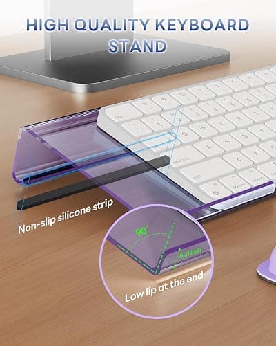 Laborio Computer Keyboard Stand for Desktop, Keyboard Wrist Rest Holder Stand for Easy Typing with Wrist Pad for Office Desk, Home, School(Purple) thumbnail 5