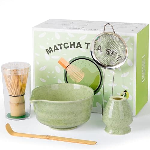 Dayacoco Matcha Whisk Set, Ceramic Matcha Kit Set Includes Bowl with Spout, Matcha Whisk, Holder, Bamboo Scoop and Sifter, 5 pcs Matcha Tea Kit for Matcha Beginner and Lovers, Gift Christmas, Birthday - Image 1