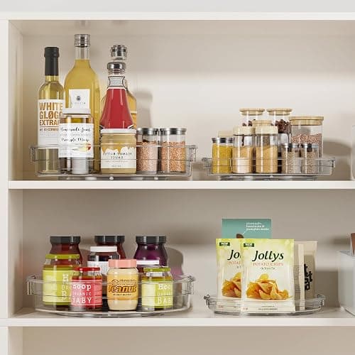 LAMU 3 Pack Lazy Susan Organizer Turntable for Cabinet, Rotating Condiment Organizer for Kitchen Pantry Organizers and Storage, Table Top, Fridge, Countertop, Spice Organization, 9.25'' 10.6'' 12'' thumbnail 4