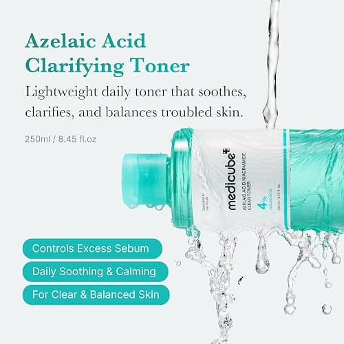 medicube Azelaic Acid Niacinamide Clarifying Toner | Troubled Skin Care, Ideal for Purifying & Calming | 4% Azelaic Acid & 2% Niacinamide| Soothing Daily Toner | Korean Skin Care | 8.45 fl.oz thumbnail 2