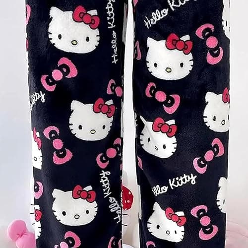 Fpvcqnm Kawaii Halloween Pajamas Pants Halloween Cat Pajamas Flannel Sleep Pajama Pants Cartoon Anime Pajama for Women Men thumbnail 2