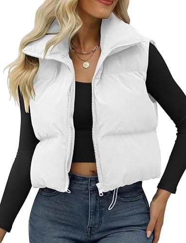 JZC Women's Crop Puffer Vest Lightweight Sleeveless Jacket 2025 Fashion Winter Outerwear Padded Gilet thumbnail 2
