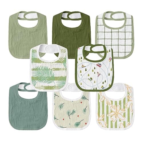 GLLQUEN BABY Muslin Drool Bibs for Boys Girls 8 Pack, Adjustable Baby Bibs for Drooling and Teething, Soft Cotton Baby Bandana Bib for Newborn Feeding Essentials (Cars) - 8-Pack - Cars