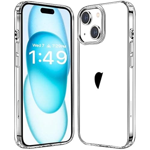 JJGoo Compatiable with iPhone 15 Case Clear, Transparent Shockproof Phone Case, Slim Anti-Scratch Hard PC Back Protective Cover Bumper, Clear thumbnail 8
