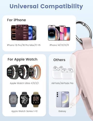 RORRY CharmGo Portable Charger, 5000mAh Portable Charger Power Bank | Built-in Cables,Travel Keychain Battery Pack Essentions for Apple Watch 1~12 Series/Ultra/SE & iPhone 18 Pro Max/17/16/15 thumbnail 2