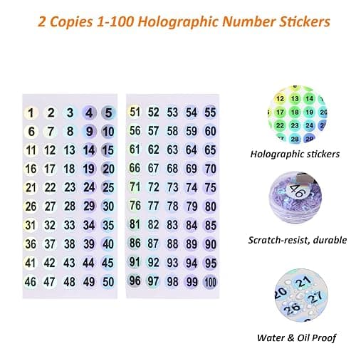 UPZIGS Nail Swatch Sticks with Number Stickers, Transparent-100pcs | Fan-Shaped Nail Art Practice Tips with Ring, 2 copies 1-100 Holographic Stickers, Nail Polish Color Display & Organization thumbnail 6