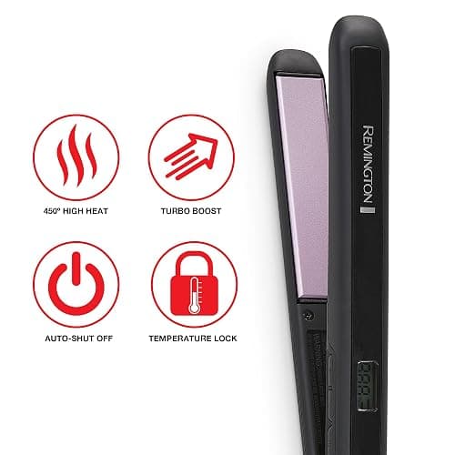 Remington 1" Flat Iron, Hair Straightener with Anti-Static Technology, Rapid 30-Second Heat-Up, 60-Minute Auto Shut-Off, 30% Longer Ceramic Floating Plates, and Titanium-Ceramic Coating thumbnail 4