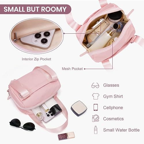 ANKICK Mini Gym Bag Small Duffle Bags Tote for Women Pink Workout Bag Lightweight for Weekender Travel Sports Yoga Fitness thumbnail 5