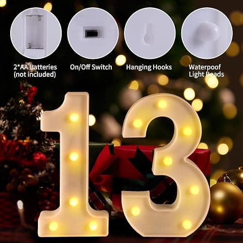13th Birthday Decorations for Girls Boys,13th Birthday Party Decorations for Centerpieces Table,Light Up Numbers 13 Sign for Party Backdrop Wall Decor for 13 Wedding Anniversary Decoration thumbnail 3
