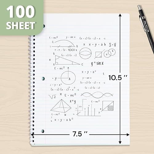 ONAVIA 1 Subject Spiral Notebook, 5 Pack, College Ruled, 8" x 10-1/2", 70 Sheets, 3-Hole Punched Paper, Subject Notebook for School, Study, Pink thumbnail 2