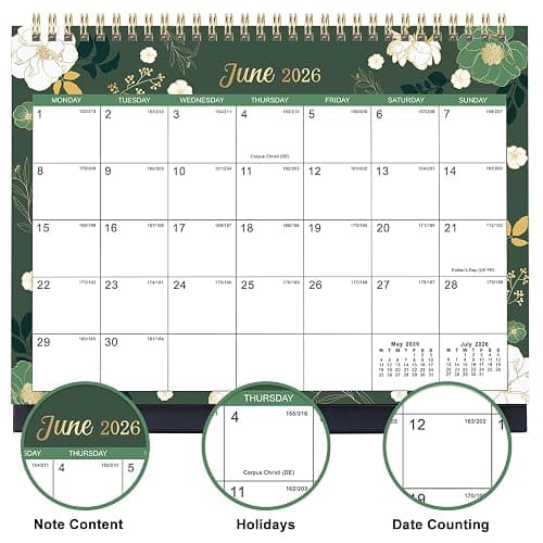 2026 Desk Calendar - Flip Desktop Calendar 2026, Jan 2026 - Dec 2026, 10" x 8.3", Stand up Desk Calendar 2026, Twin-Wire Binding thumbnail 4