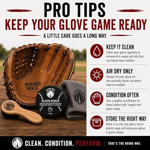 Rhino Wax Baseball Glove Scrub for Deep Cleaning, Dirt & Grime Removal | Deep clean baseball gloves with Glove Scrub that removes dirt, grime and buildup while protecting glove condition and feel. thumbnail 5
