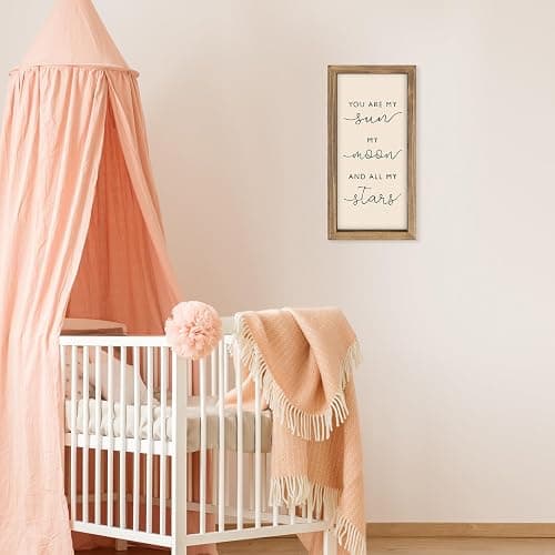 pechpell 11.8×5.9 In Nursery Wall Art, Wooden Sign Baby Room Wall Decor, You are My Sun Moon and Star Rustic Space Themed Kids Girl Boy Teen Room Bedroom Playroom Farmhouse Decorations for Home thumbnail 4