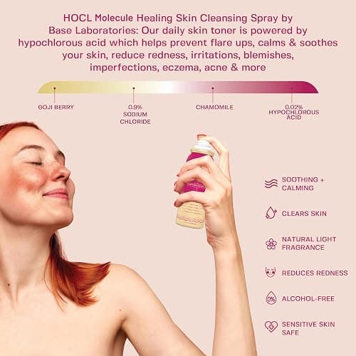 BASE LABORATORIES Hypochlorous Acid Spray for Face & Skin | 8 oz | Facial Spray Daily Skin Repair Solution for Sensitive Skin, Redness, Irritations, Eczema, Acne. Hypochlrous HOCL Molecule Spray thumbnail 2