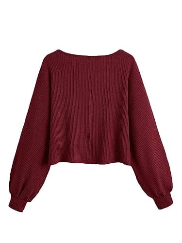 SweatyRocks Women's Casual Crewneck Raglan Long Sleeve Ribbed Knit Crop Top Cropped Sweater thumbnail 2