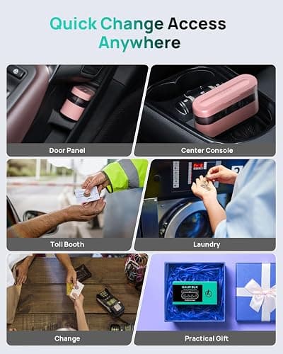 HALOBLK Larger-Capacity Coin Holder for Car Change Holder Organizer, Compatible with Most Car & Trucks, Pink thumbnail 8