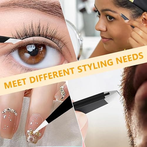 4 PCS Stainless Steel Tweezers Set – Precision Tweezers for Ingrown Hair, Facial Hair, Splinter, Blackhead and Tick Remover thumbnail 5