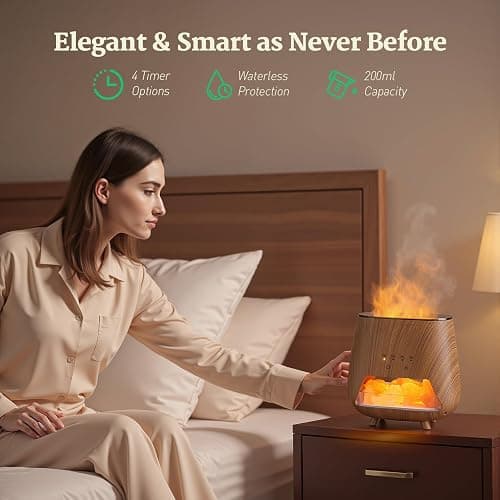 JJNJJN Essential Oil Diffuser for Home: 200ml Aromatherapy Diffuser with Himalayan Pink Salt Rock, Cool Mist Humidifier with Auto Off Function and 9 Colors LED Night Light for Bedroom thumbnail 3