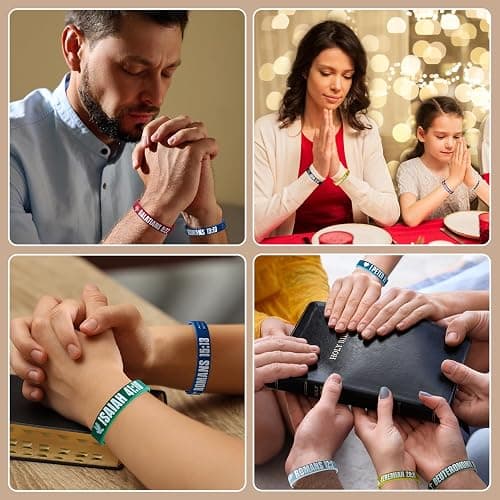 CYCLUSIVE 12 Pieces Christian Bible Verses Silicone Wristbands-Popular Bible Verses Faith Rubber Bracelets-Religious Gifts-Jesus Bracelets for Men Women thumbnail 6