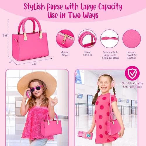 Little Girl Purse with Pretend Makeup for Toddlers, 49PCS Kids Play Purse Set - Princess Toy Accessories, Pretend Play Headset Wallet Phones Sunglasses Keys Credit Cards Birthday Gift for Girls Age 3+ thumbnail 3