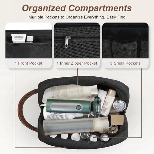 Ezday Travel Toiletry Bag for Men, Hanging Toiletry Organizer, Water Resistant Shaving Kit with Large Capacity for Travel Accessories (Black, Medium) thumbnail 4