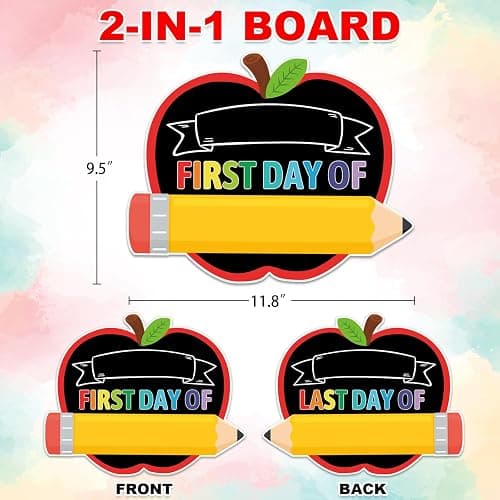 JUESMOS First and Last Day of School Chalkboard First Day of School Sign | 9.5"x11.8" Double Sided Apple Pencil Sign Back to School Supplies Reusable 1st Day of Kindergarten Preschool Photo Props Sign thumbnail 3
