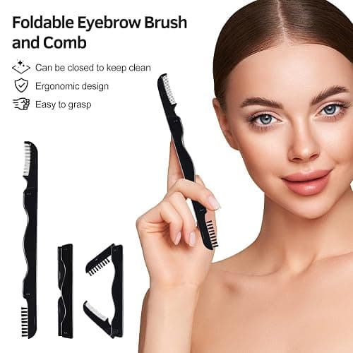 Eyelash Curlers Kit for Women w Lash Curler, Eyelash Comb Seperator, 3 in1 Mascara Brushes, Eyelash Extension Tweezers, Foldable Eyebrow Brush and Comb, 10 Silicone Refills Pads for Natural Eyelashes - EC-02 Kit thumbnail 7