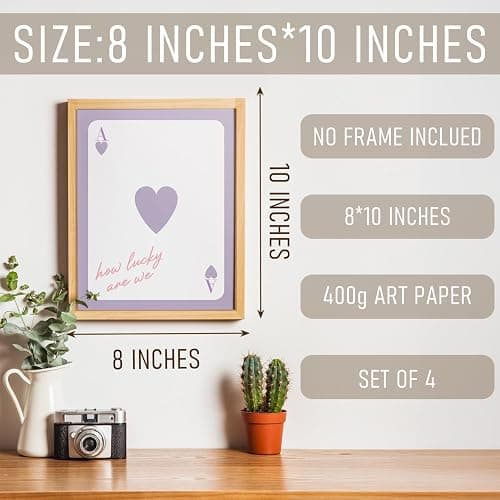 BRRNYOI Purple Coquette Western Wall Art Posters Set of 4, Cowgirl Room Decor, Preppy Bow Cowgirl Boots Hat Poker Canvas Prints Wall Decor for Girls Bedroom Dorm Apartment, 8x10 Unframed thumbnail 2