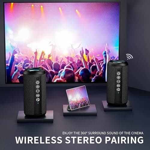 Ortizan Portable Bluetooth Speaker x Stocking Stuffers: IPX7 Waterproof, Wireless, Big Sound, Deep Bass, Dual Pairing, 30H Playtime, White Elephant Gift for Adults Men Women Teen Boys Girls (Black) thumbnail 3