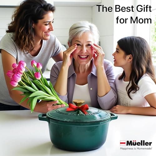 Mueller DuraCast 6 Quart Enameled Cast Iron Dutch Oven Pot with Lid, Heavy-Duty, Oven Safe up to 500° F & Across All Cooktops, Wedding Registry Ideas & Gifts, Emerald thumbnail 9