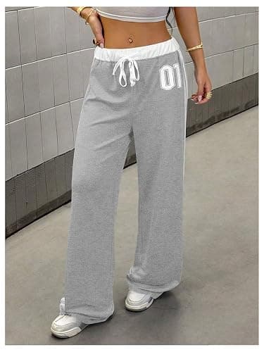 SOLY HUX Women's Baggy Sweatpants Wide Leg Ed Hardy Sweatpant Y2k Drawstring Pants Streetwear thumbnail 3
