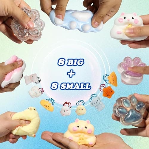 16pcs Squishy Pack,Fidget Toys Kit,Include taba Squishies Party Favors for Kids 4-8 8-12 Treasure Box Toys for Classroom Birthday Goodie Bag taba Squishy Stress Relief Toys thumbnail 3