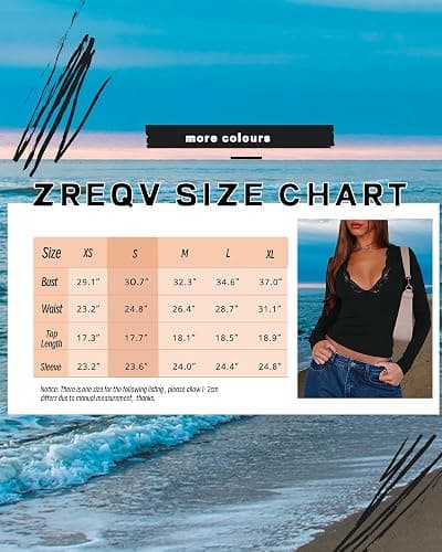ZREQV Women's Long Sleeve Crop Tops Sexy V Neck Trim Lace Tees Y2K Spring Fashion Slim Fitted T Shirts Going Out Tops thumbnail 2