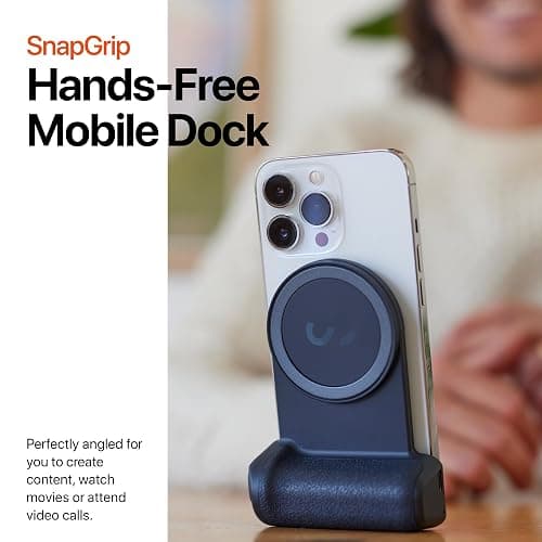 ShiftCam SnapGrip Essential – Magnetic Phone Camera Grip with Wireless Shutter Button & Tabletop Dock – Compatible with iPhone & Android – Midnight thumbnail 4