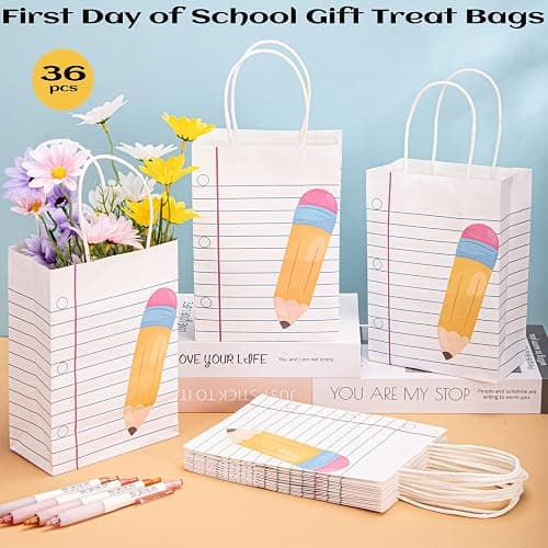 FOGWOWO 36Pcs Back to School Gift Bags Teacher Gift Bags Bulk School Gifts Bag with Handles,Pencil Notebook Line Teacher Appreciation Gifts End of Year Teacher Gifts Bags for Graduation Retirement Wrapping Supplies thumbnail 4