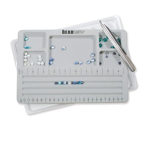 The Beadsmith Mini Bead Board - Grey Flocked, 4 Straight Channels, 5 Recessed Compartments, 7.75 x 11.25 inches, Design Boards for Creating Bracelets, Necklaces and Other Jewelry thumbnail 6