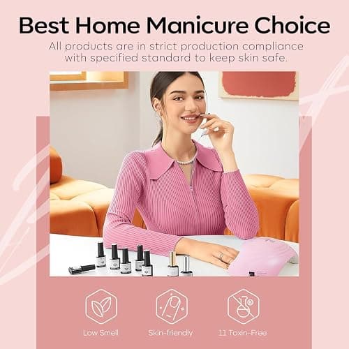 Modelones 32 Pcs Gel Nail Polish Kit, 28 Colors Gel Polish Kit with Glitter Glossy & Matte Top Base Coat Nude Pink Blue Purple Glitter Nails Gifts for Women DIY Salon Home thumbnail 7