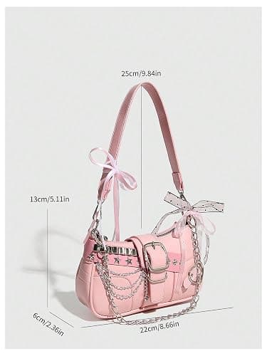 Verdusa Y2k Star Embroidery Shoulder Bag Mini Chain Hobo Handbag Purses thumbnail 2