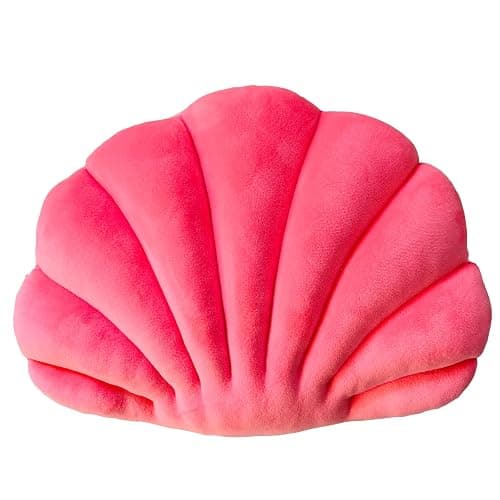 YRXRUS Peach Pink Seashell Pillow, Patio Accent Ocean Series, Ultra Soft Velvet Cushion for Bed, Living, Kids Room 3D Insert 14X11 Inch - Image 1