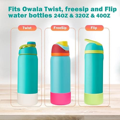 WK IEASON 2Pcs Silicone Water Bottle Boot for Owala 32oz, Protective Flask Bottom Cover Base for Owala FreeSip Twist and Flip Flask Bottles (Clearx2, 32OZ) thumbnail 3