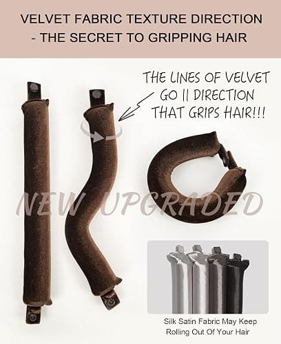 Littles Heatless Curls Overnight Rods - Upgraded Directional Grip Velvet Heatless Hair Curler to Sleep in No Heat Heatless Curling Flexi Rods Foam Hair Rollers for Blowout Look Long & Short Hair thumbnail 5