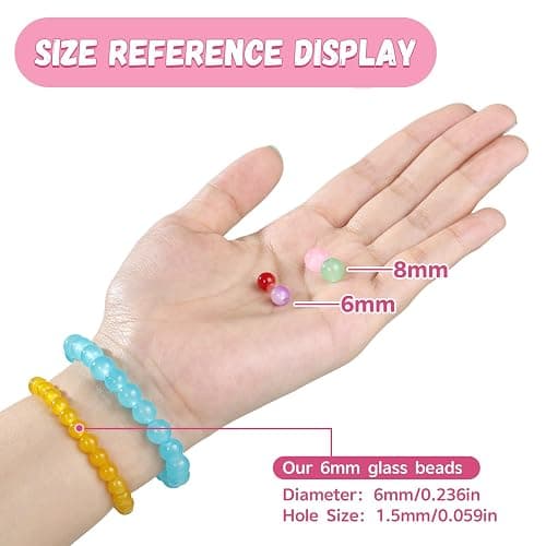 Funtopia 1368pcs 6mm Glass Beads for Bracelets Jewelry Making Supplies | 34 Colors Crystal Round Glass Beads for DIY Earrings Necklace Crafts with Spacer Beads and Charms, Solid and Gradient Colors thumbnail 5