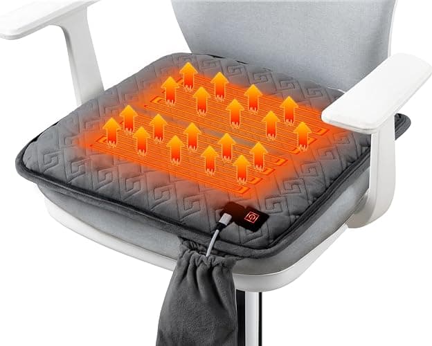Seat Cushion,Office Chair Cushions Butt Pillow for Long Sitting,Non-Slip Sciatica & Back Coccyx Cushion for Tailbone Pain Relief Heated Chair Pad,Seat Warmer for Home Seat Cushion-Dark Grey - Image 1