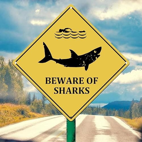 Beware of Shark Vintage Aluminum Sign 12 x 12 Inch, Shark Bedroom Decor for Boys Kids, Shark Gifts Decorations Poster Pictures Wall Art Stuff thumbnail 6