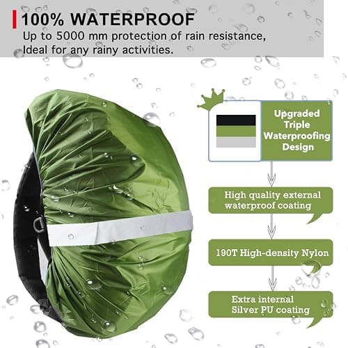 Frelaxy Hi-Visibility Backpack Rain Cover with Reflective Strip 100% Waterproof for Hiking, Camping, Biking, Traveling thumbnail 3