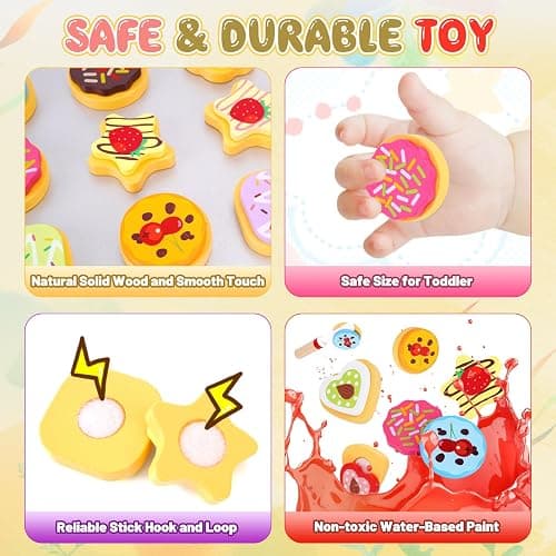 Slice and Bake Wooden Cookie Play Food Set for Kids Kitchen - Toy Food Accessories - Kids Pretend Cookies and Baking Sheet, Toy Baking Set for 3+ Year Old Boys Girls Birthday Gifts thumbnail 2
