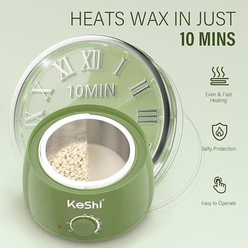KeShi Waxing Kit for Women Men, Wax Pot with 6 Hard Wax Beans Hair Removal | Green Gentle for Sensitive Skin, Full Body, Legs, Face, Eyebrows, Bikini, Beginner-Friendly, Home Use, Natural Scented thumbnail 3