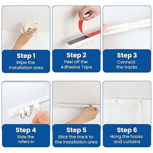 UrbanRed Adhesive Curtain Track, 3 m (9.8 ft) Ceiling Curtain Track | 3 m adhesive curtain track provides smooth ceiling installation for homes, offices and RVs without drilling thumbnail 3