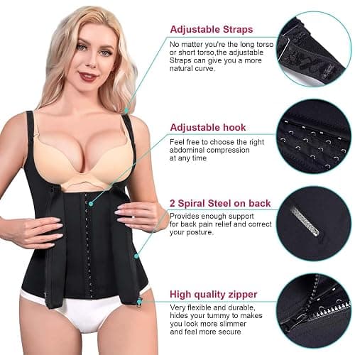 LODAY Waist Trainer Corset for Women Tummy Control Sport Workout Body Shaper Black thumbnail 4