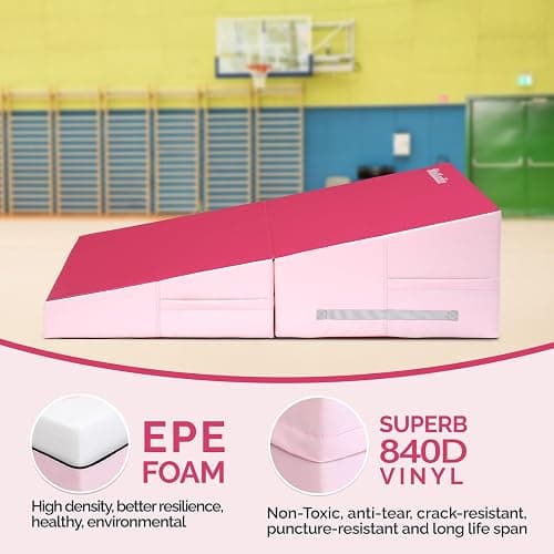 Matladin 48"x24"x14" Tumbling Mat - Folding Gymnastics Cheese Wedge Mat for Kids, Girls Home Training thumbnail 2